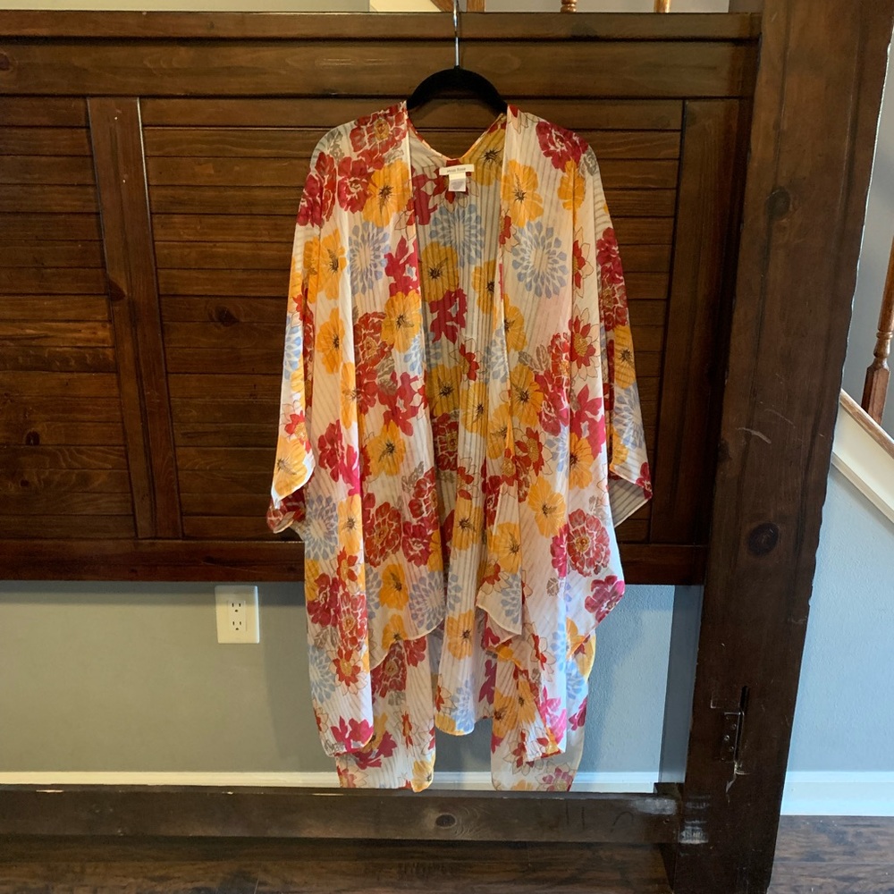 🍋Moss Rose Women's Beach Cover up Kimono with Bohemian Floral Print one size